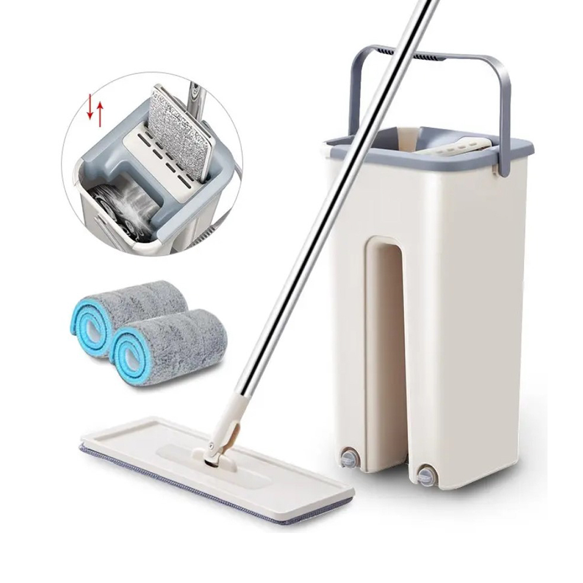 Швабра с ведром Scratch Cleaning Mop автоматический отжим (YT-200) Бежевый