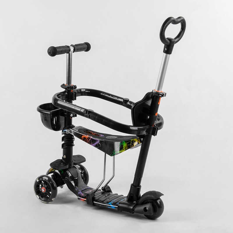 Самокат_5в1_S_8466_(1)_Best_Scooter_АБСТРАКЦИЯ_с_защитным_бампером_PU_колеса_ПОДСВЕТКА__КОЛЕС_в_коро