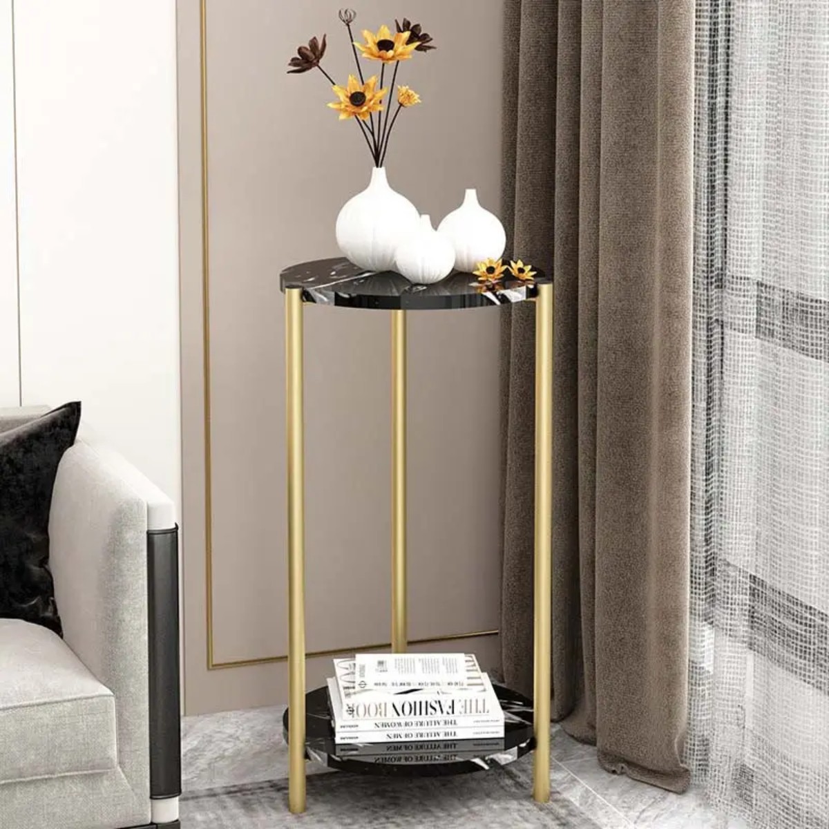 Стол журнальный Modern Home 2 яруса 30 х 30 х 60 см (M50269-BL) Чорний