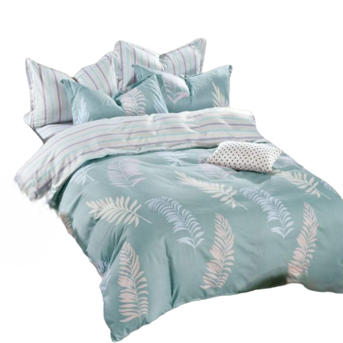 Комплект постельного белья полуторный ZMW "Home Textiles" (37468) Цветные перья на голубом