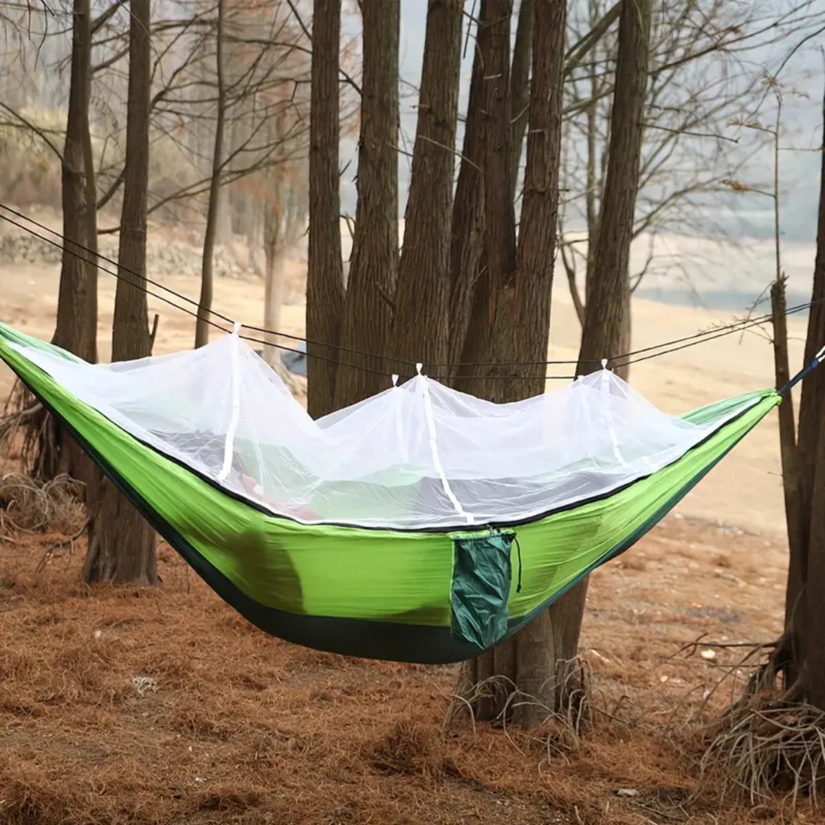 Гамак туристический Travel Hammock с москитной сеткой 260 х 140 см Зеленый