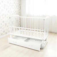 Кроватка детская маятник с откидным бортиком + шухляда TOYS 
