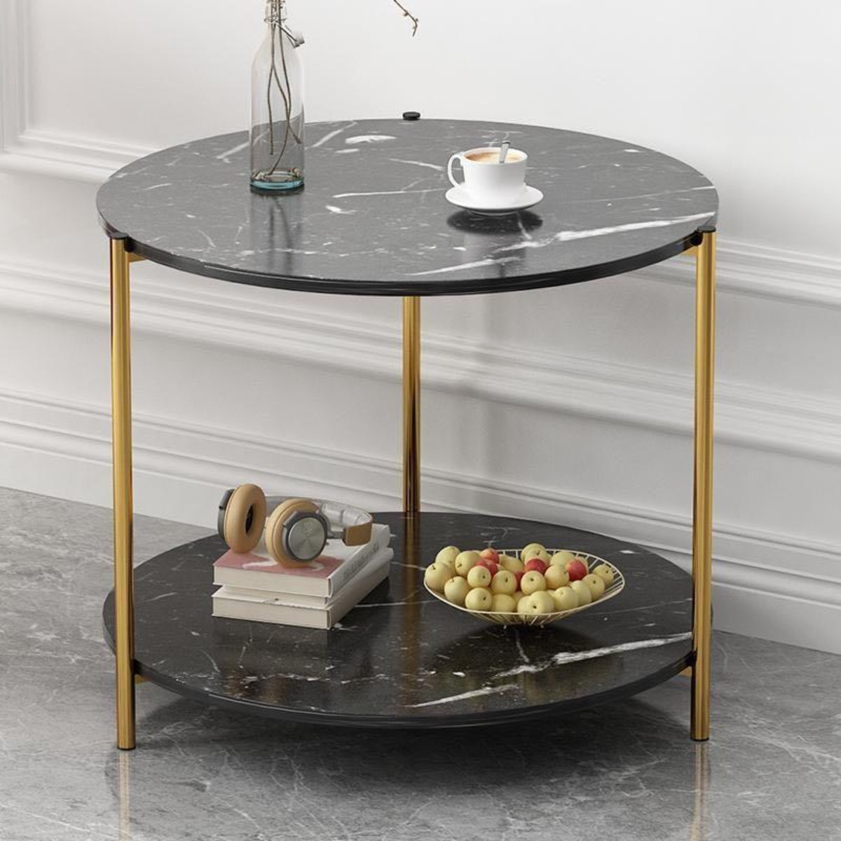 Стол журнальный Modern Home 2 яруса 40 х 40 х 43 см (M50267-BL) Чорний