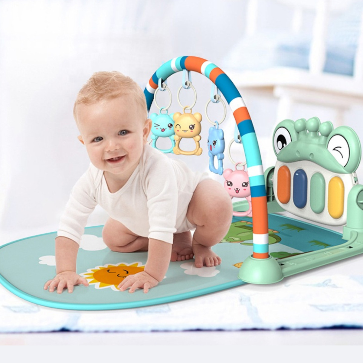 Ігровий розвиваючий музичний килимок для немовлят Little Baby з дугою та піаніно (8808-3)