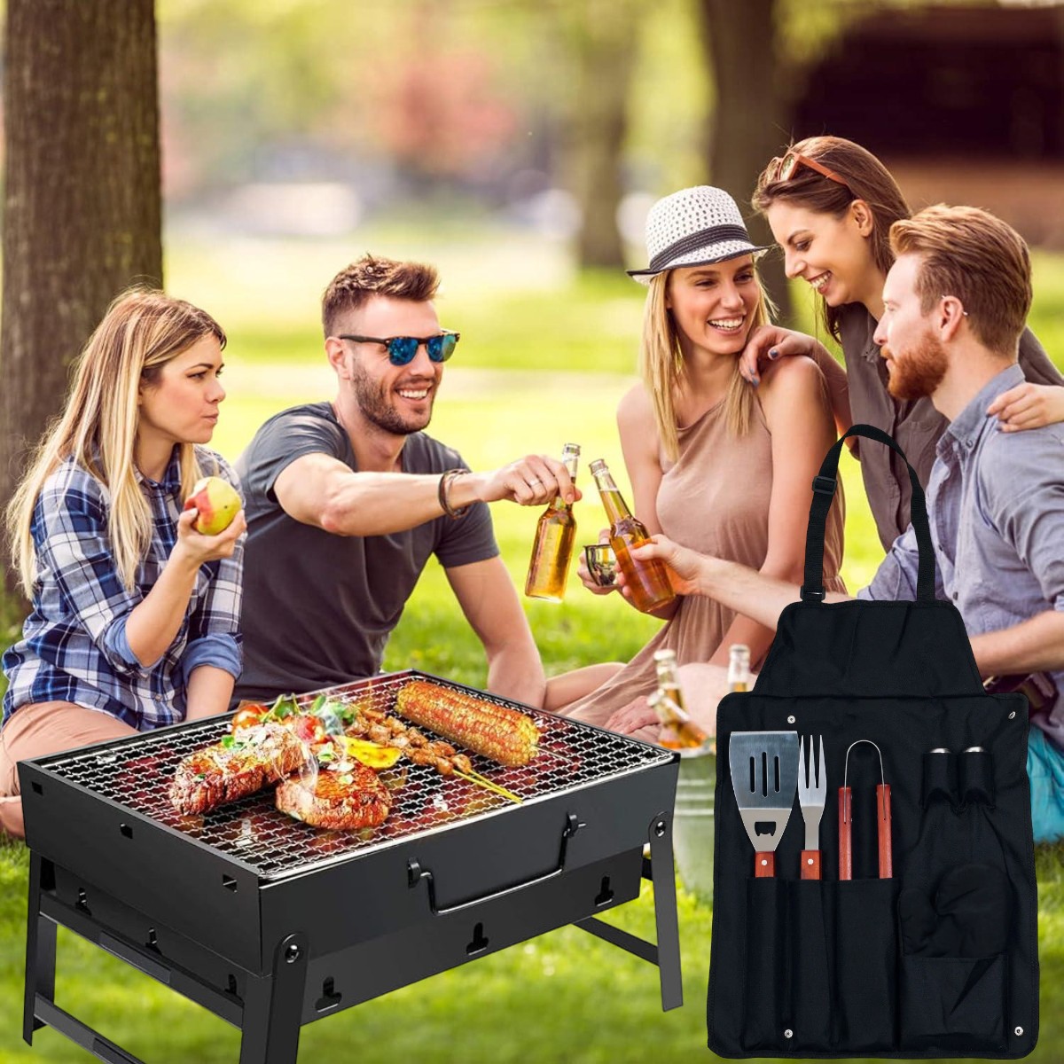 Мангал раскладной BBQ на //// шампуров 35*27*20 см (677)