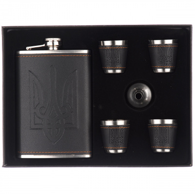 Набор фляга + 4 рюмки STENSON (R86714) (Черный)