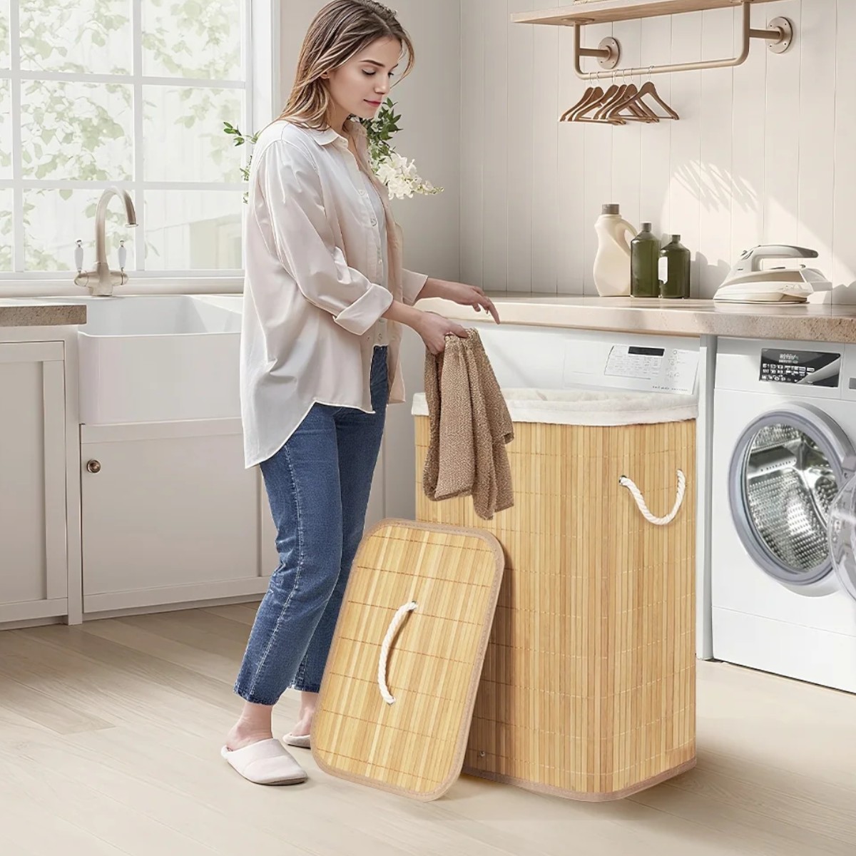 Бамбуковая корзина для белья Bamboo Laundry с крышкой 40 х 30 х 60 см (R35874)