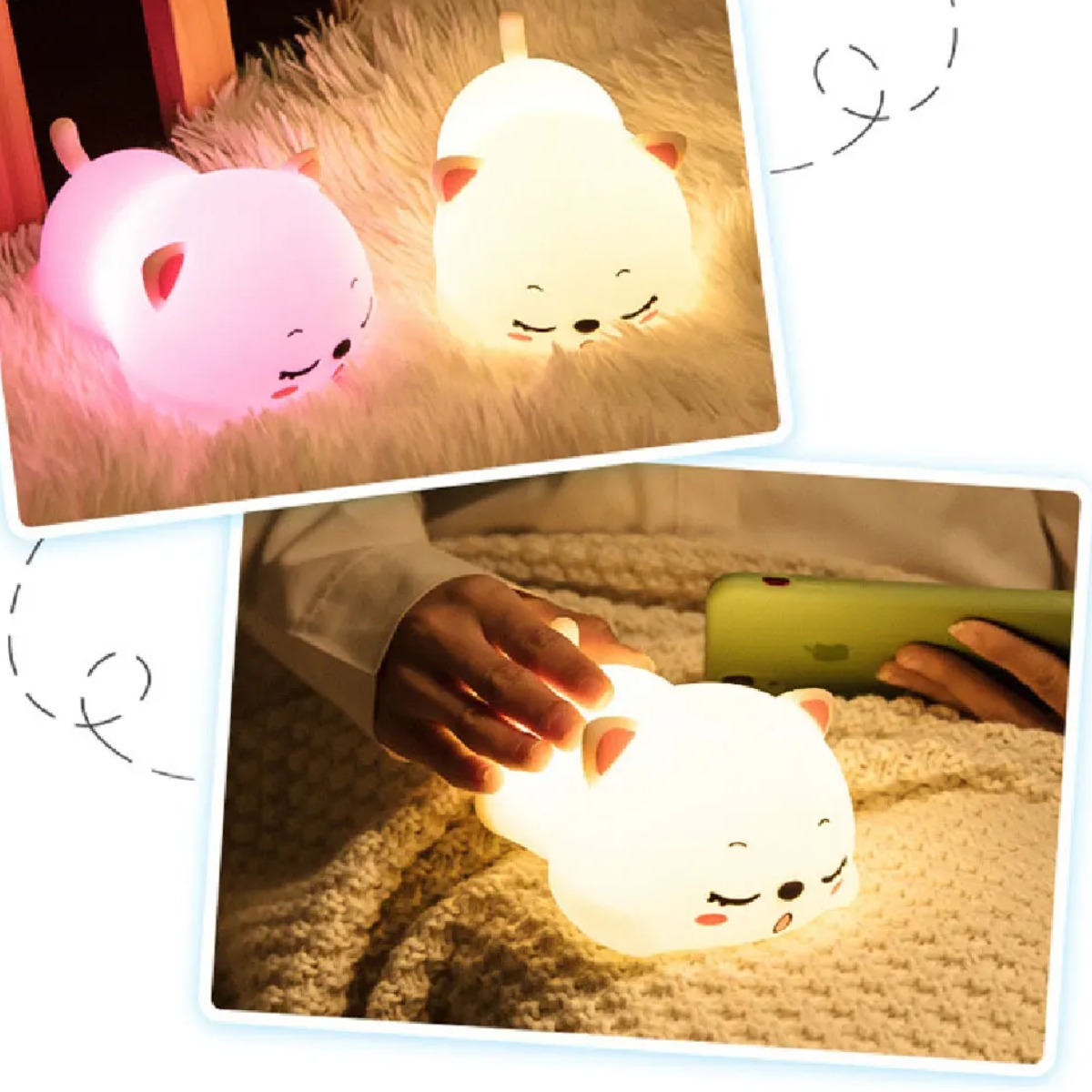 Ночник аккумуляторный силиконовый LED Totoni "Котенок" 