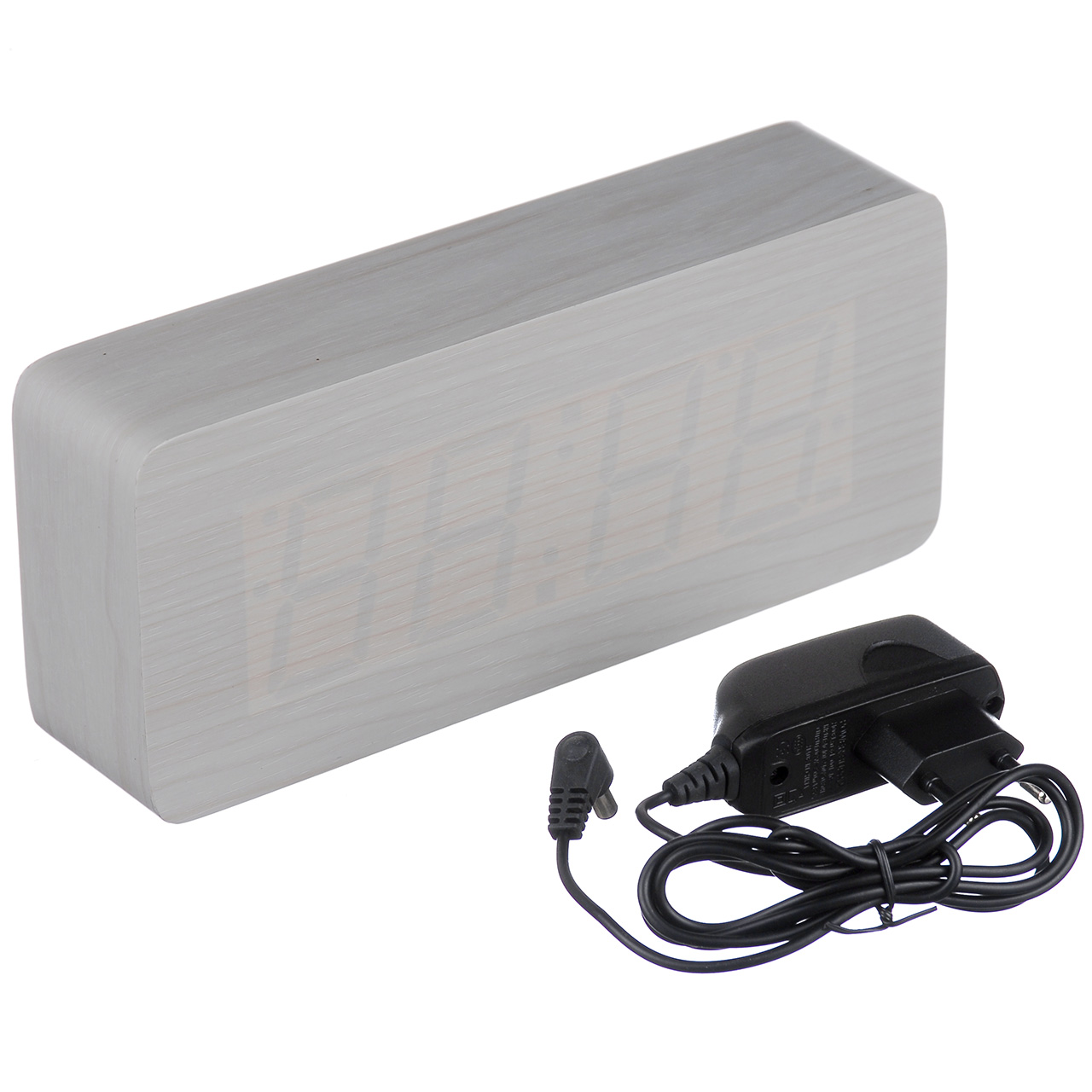 Настольные часы Led Woden Clock (VST-865-1) Белые с зеленой подсветкой