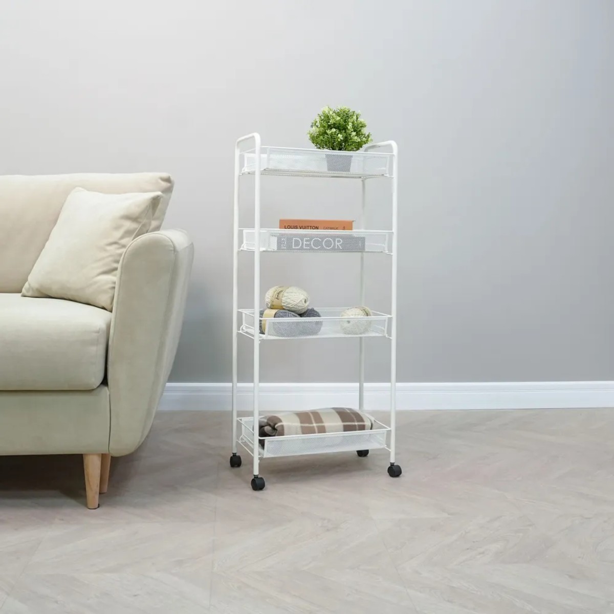 Этажерка на колесах Modern Home 4 яруса 44 х 25 х 83 см (M50288-4W) Белая