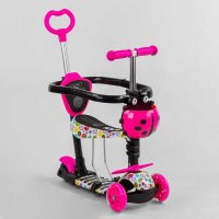 Самокат_5в1_S_6106_(1)_Best_Scooter_АБСТРАКЦИЯ_с_защитным_бампером_PU_колеса_ПОДСВЕТКА__КОЛЕС_в_коро