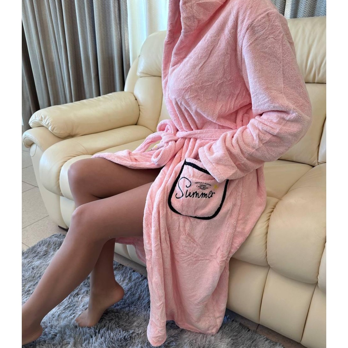 Халат женский с капюшоном для дома KOLOCO One Size (39863) 
