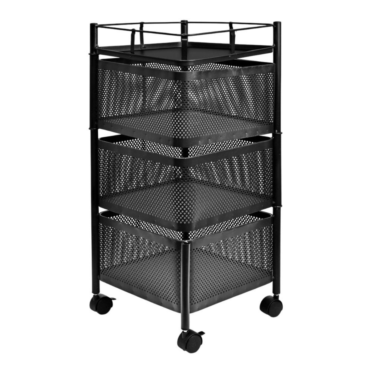 Етажерка на колесах Modern Home "Cube" 3 яруса 27 х 65 см (R100111-BL) Чорна