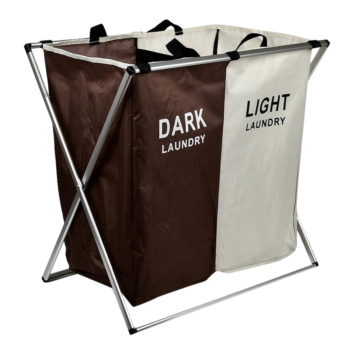 Корзина для белья складная Light&Dark 2 секции 59*40*57см (R32366)