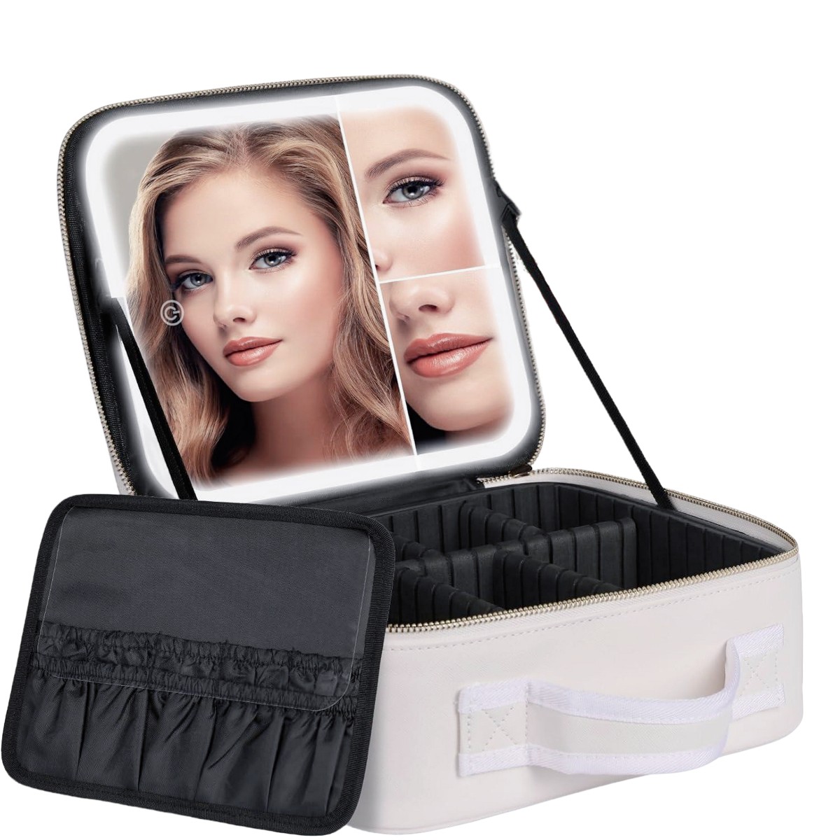 Косметичка чемоданчик Makeup Case с зеркалом и LED подсветкой, органайзер для хранения косметики