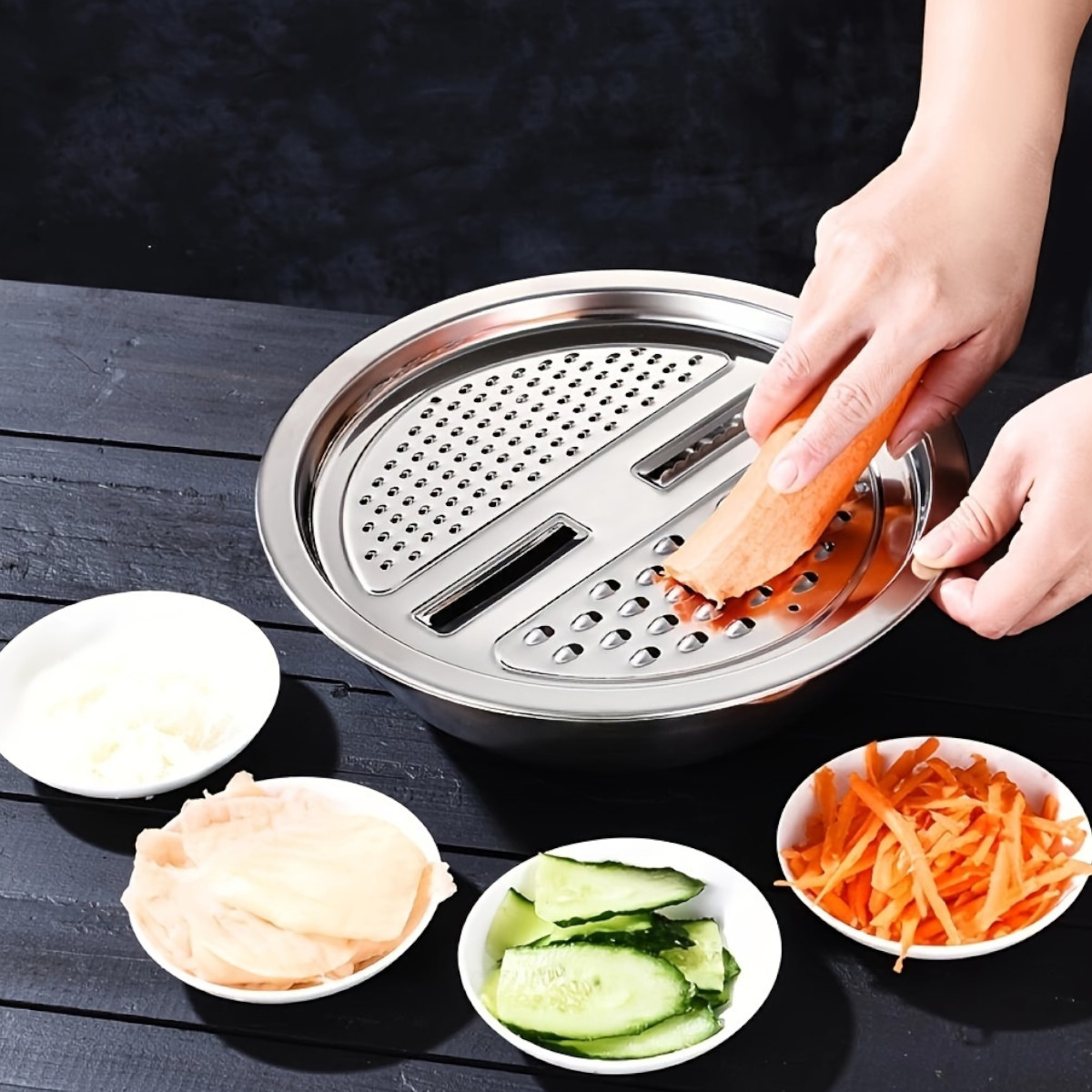 Многофункциональный кухонный набор миска, дуршлаг, терка, крышка Kitchen из нержавеющей стали 4 в 1