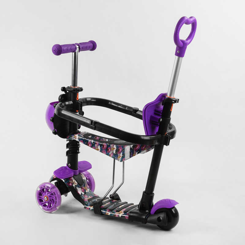 Самокат_5в1_S_7864_(1)_Best_Scooter_АБСТРАКЦИЯ_с_защитным_бампером_PU_колеса_ПОДСВЕТКА__КОЛЕС_в_коро