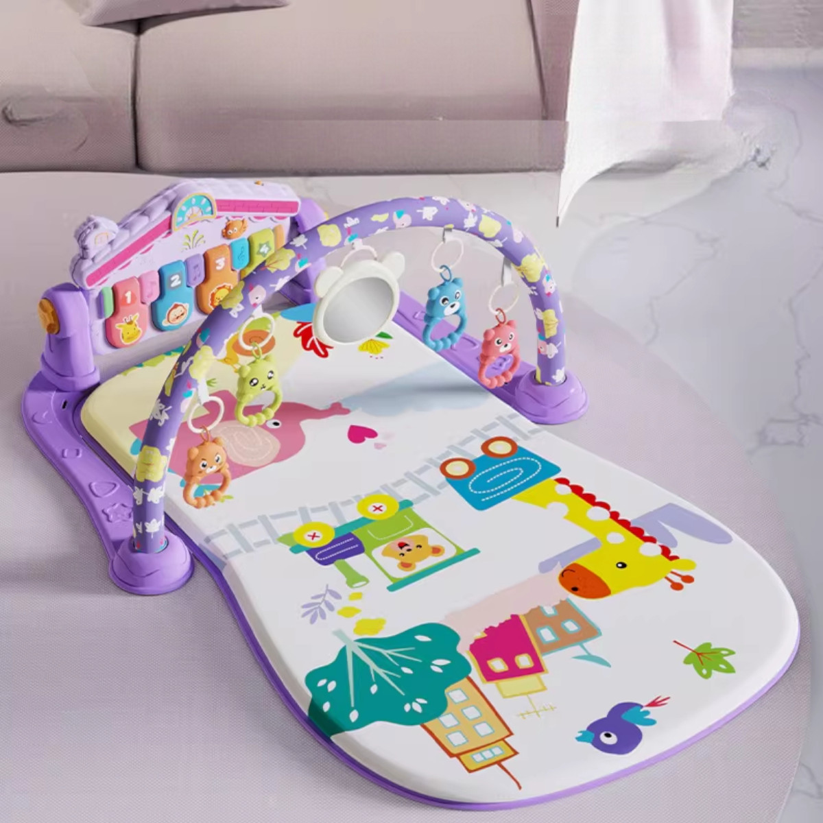 Розвиваючий килимок для дітей Baby Gym з дугою, піаніно та підвісками (8622)