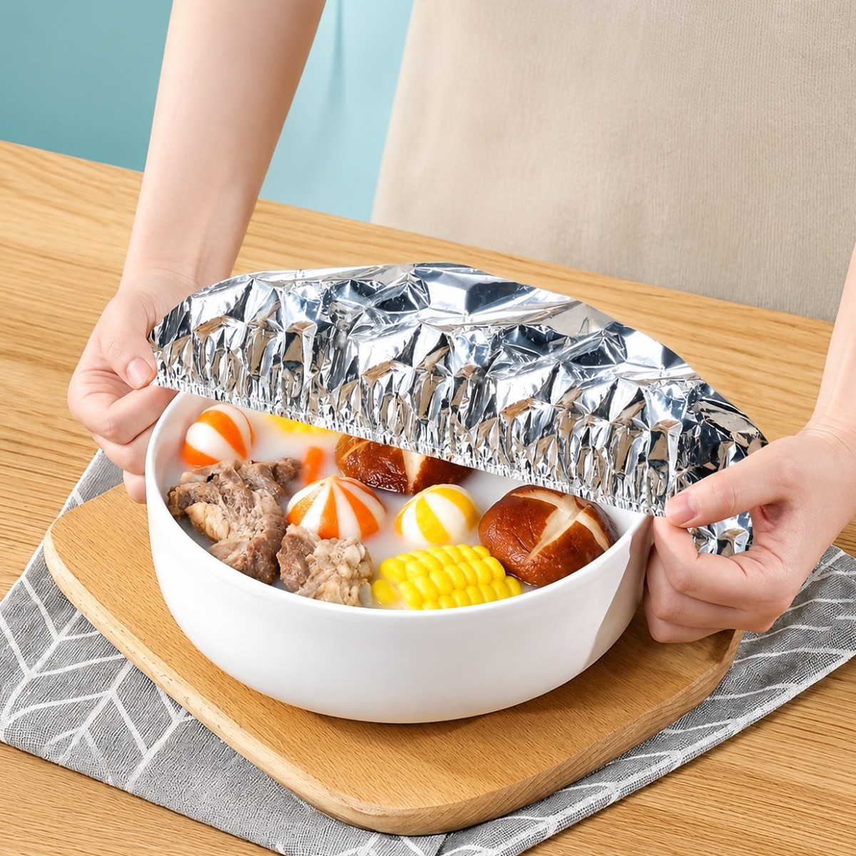 Пакеты фольгированные на резинке для пищевых продуктов Food Cover пакеты на тарелку 40 шт 40 см