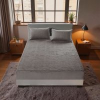 Велюровое покрывало на резинке KOLOCO 180 х 200+25 см (42592) Темно-серый