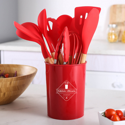 Набор кухонных предметов Kitchen Dining 12 предметов силикон  (Красный)