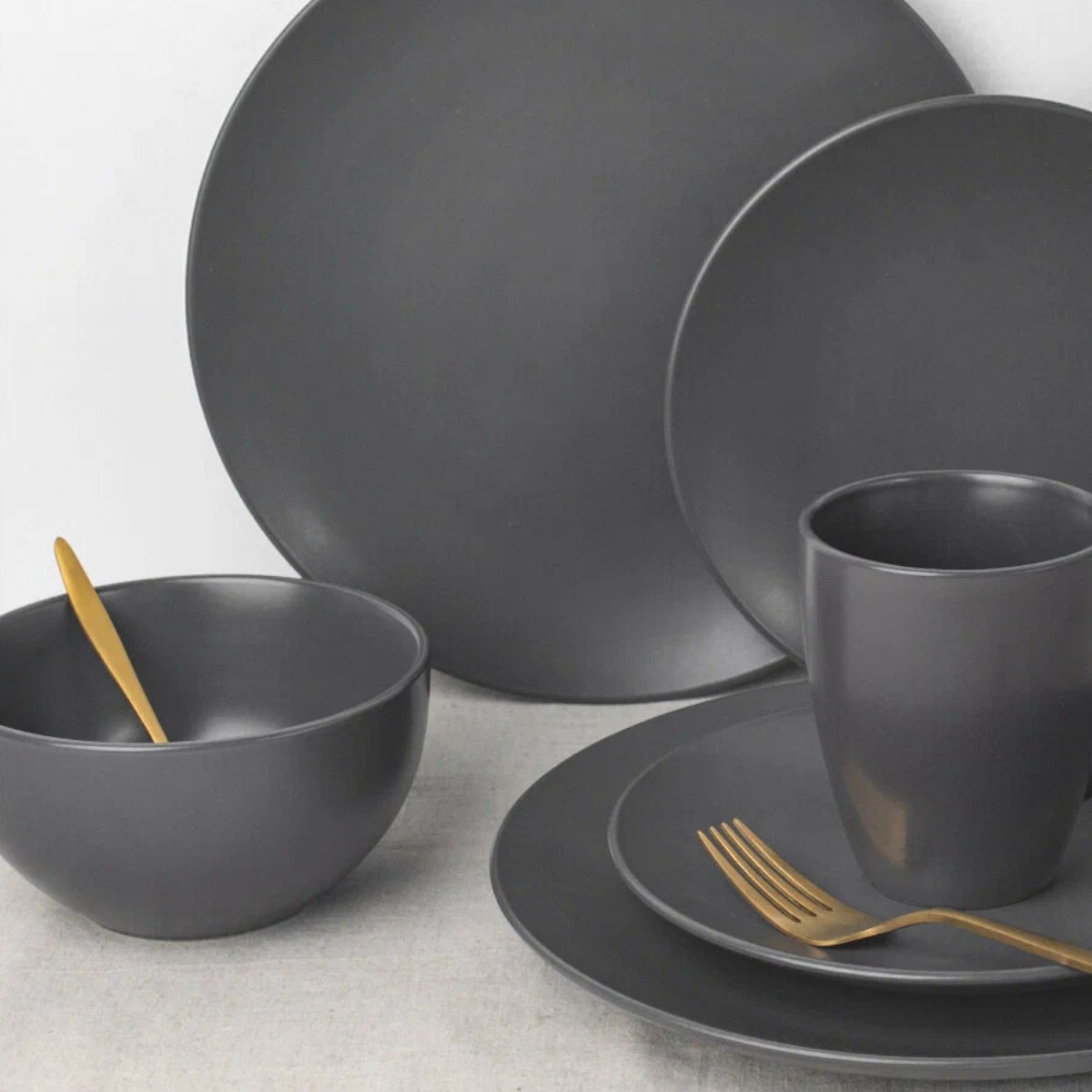 Набор столовой посуды Piece Stoneware 16 предметов (MC5577-1) Темно-серый