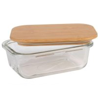Масленка стеклянная BUTTER с бамбуковой крышкой (R32787-S)