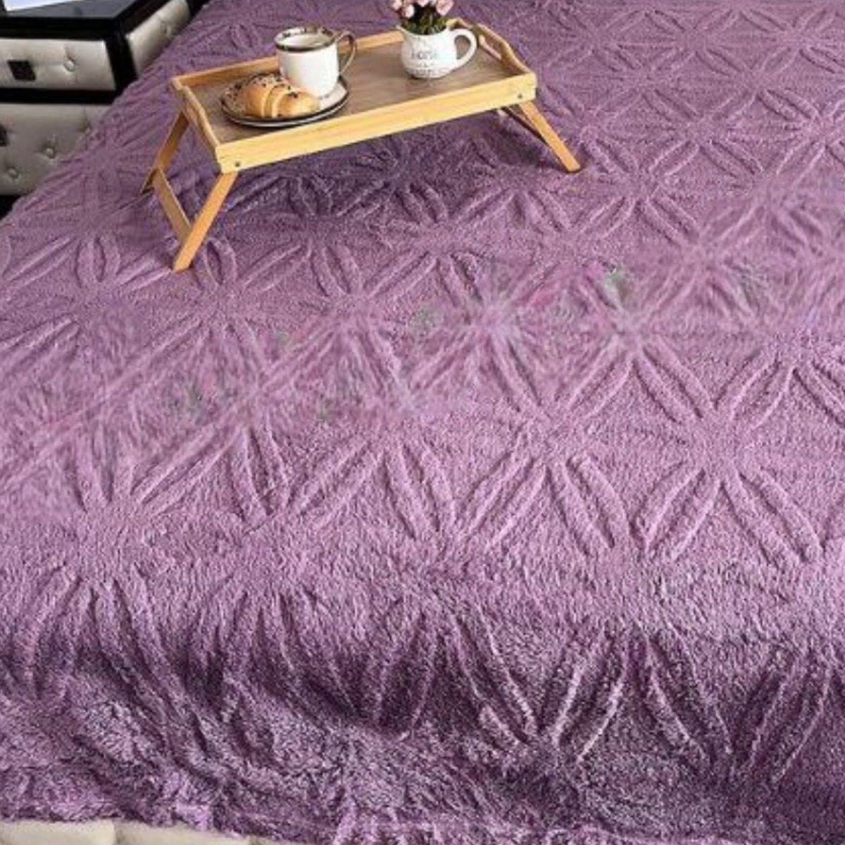 Плед Евро пушистый Home textile "Цветок" 200 х 220 см (37177) Сиреневый