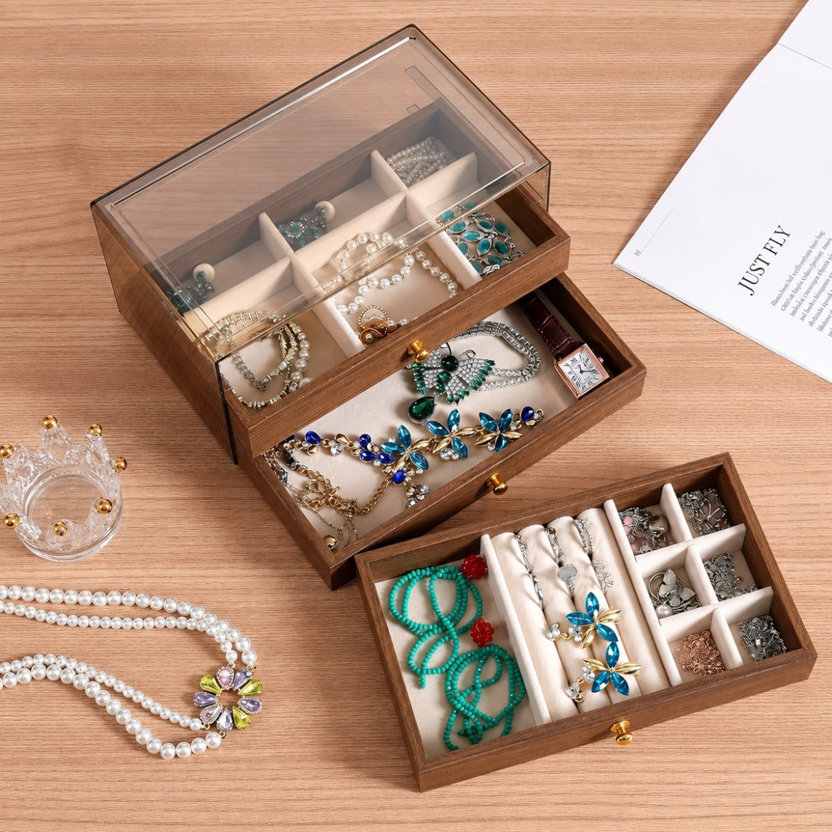 Шкатулка органайзер для хранения ювелирных изделий Jewelry Box ящик с отделениями для украшений