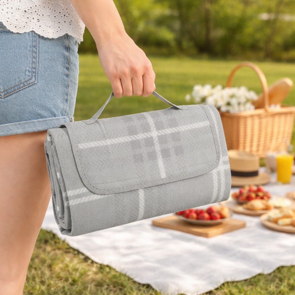 Коврик для пикника Picnic Mat флисовый водонепроницаемый 120 х 135 см (R42069-S)