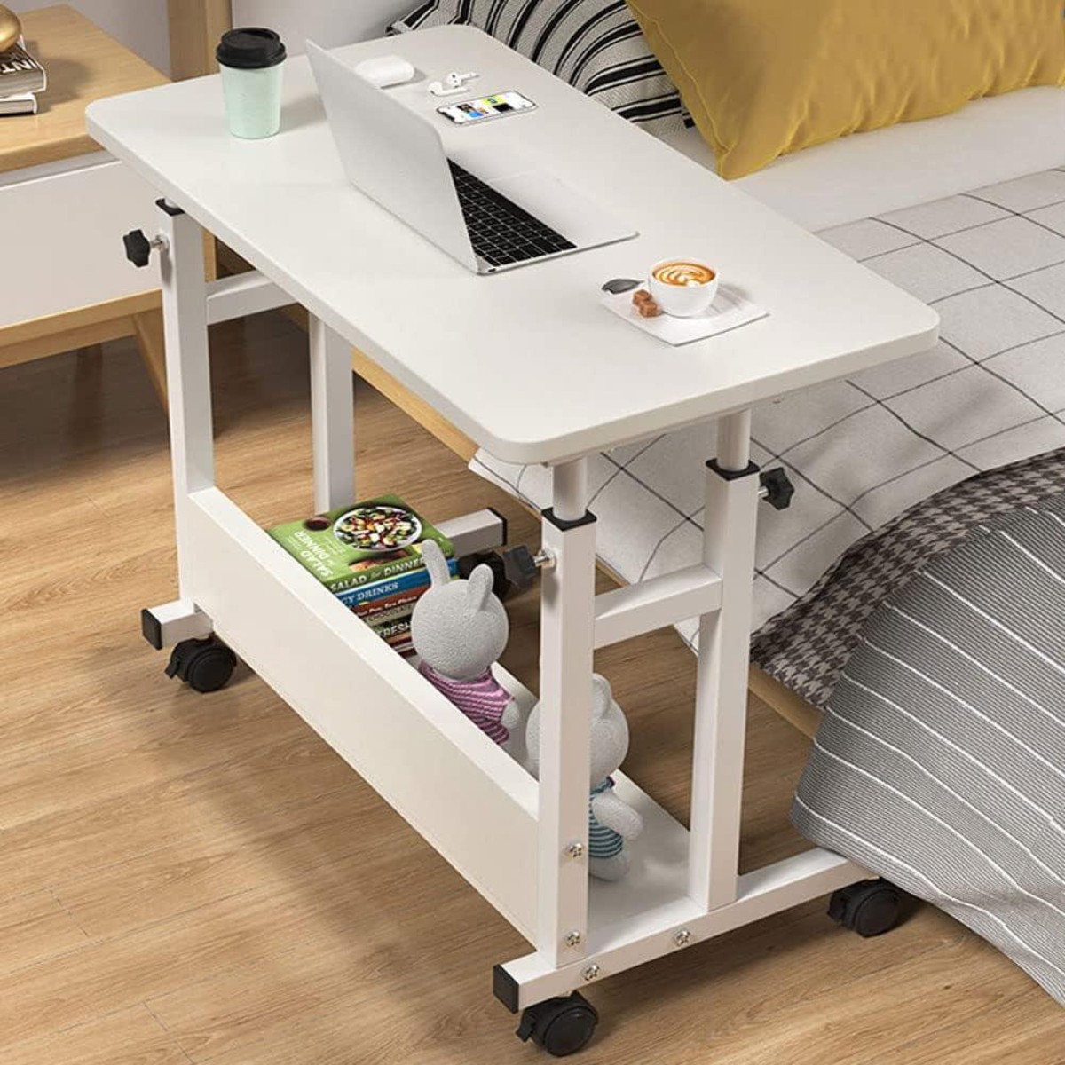 Стол компьютерный на колесиках с регулировкой высоты Laptop Table 80 х 40 х 69-90 см (M50261M-W)