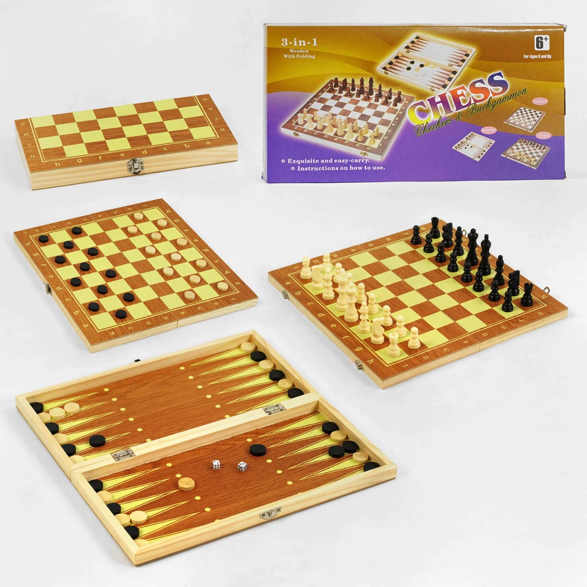 Шахи, шашки, нарди дерев'яні Chess 3 в 1 (С 45026) 