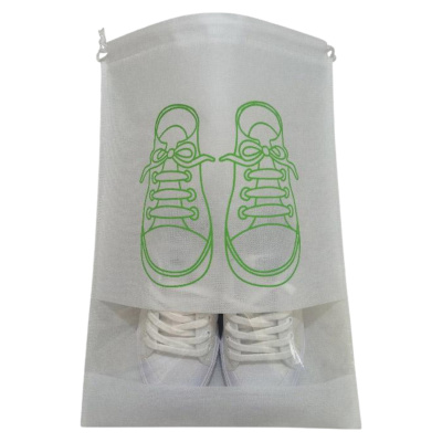 Чехол для хранения и перевозки обуви Shoe Bag на затяжках, с окошком 27 х 36 см (WW58742-3) (Белый)