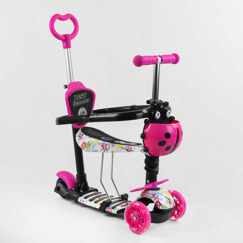 Самокат_5в1_S_5593_(1)_Best_Scooter_АБСТРАКЦИЯ_с_защитным_бампером_PU_колеса_ПОДСВЕТКА__КОЛЕС_в_коро