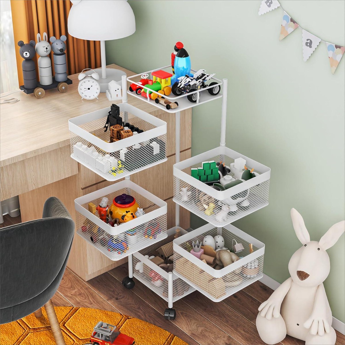 Этажерка на колесах Modern Home "Cube" 5 ярусов 30 х 85 см (R100113-W) Белая