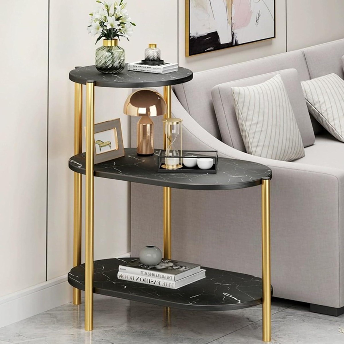 Стіл журнальний Modern Home 3 яруси 85 х 40 х 62 см (M50272-BL) Чорний