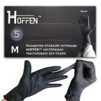 Перчатки Hoffen смотровые нитриловые текстурированные нестерильные без пудры 100 шт Черные