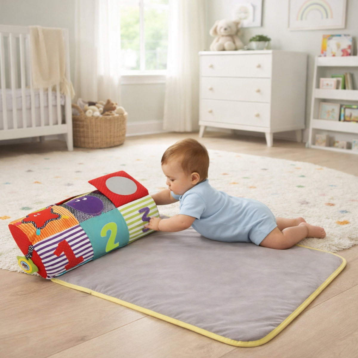 Дитячий ігровий килимок Baby Carpet 75 х 42 см м'який валик з ігровими елементами (023-78 A)