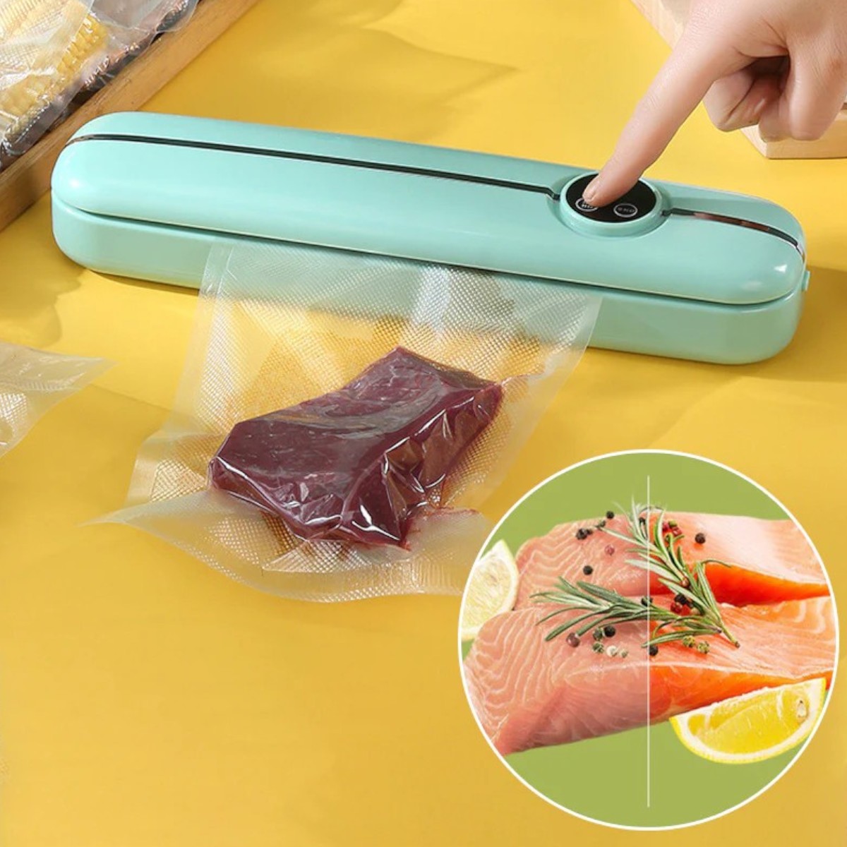 Вакууматор побутовий для продуктів харчування Vacuum Sealer 90W вакуумний пакувальник + 10 пакетів (R97168)