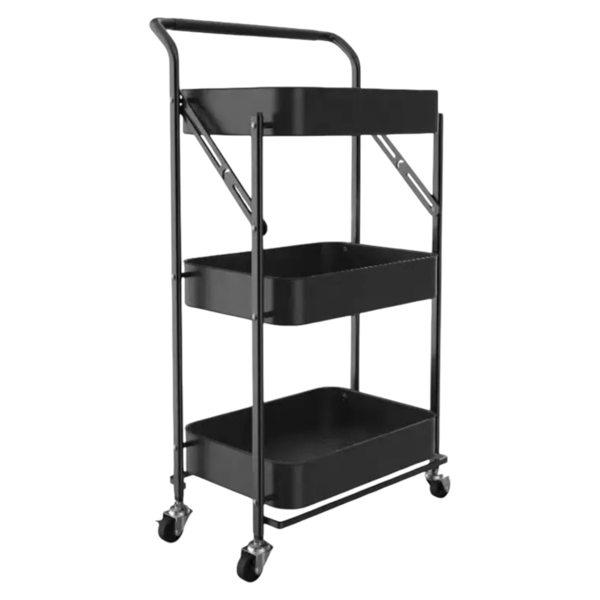 Этажерка на колесах Modern Home 3 яруса 45 х 29 х 85 см (WW01358-BL) Черная