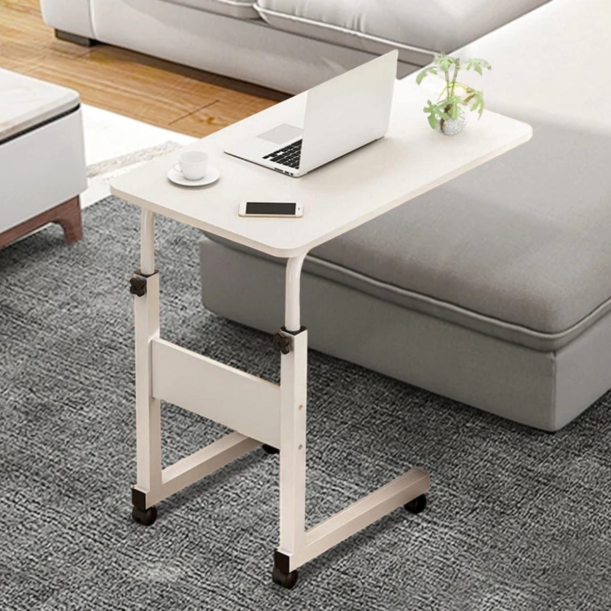 Стіл для ноутбуку на коліщатках з регулюванням висоти Laptop Table 40 х 60 х 83 см (M50263-W)