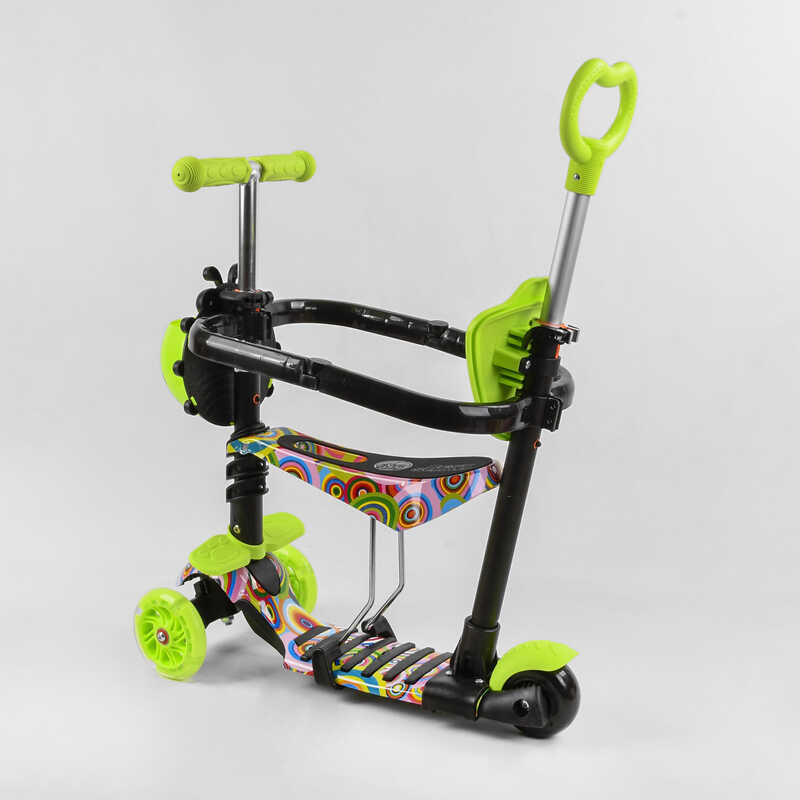 Самокат_5в1_S_6732_(1)_Best_Scooter_АБСТРАКЦИЯ_с_защитным_бампером_PU_колеса_ПОДСВЕТКА__КОЛЕС_в_коро