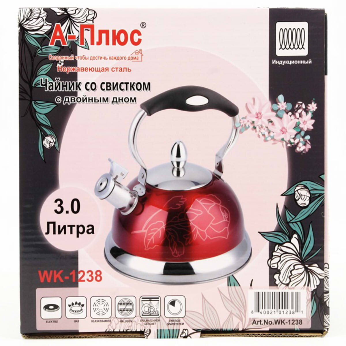 Чайник A-PLUS со свистком 3.0 л (1238-WK)