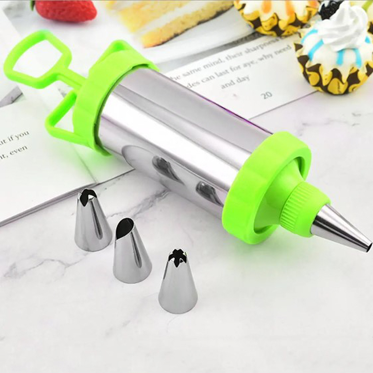 Шприц кондитерский Kitchen Ware + 4 насадки  (Зеленый)
