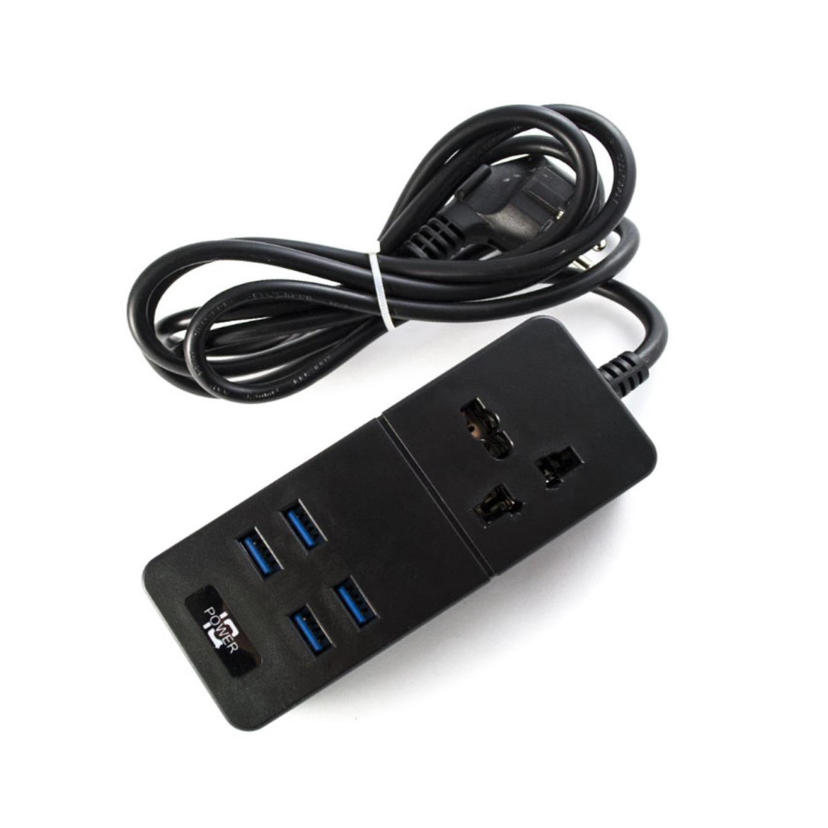 Сетевой удлинитель IQ Power на 1 розетку + 4 USB 2м (TB-T06) Black