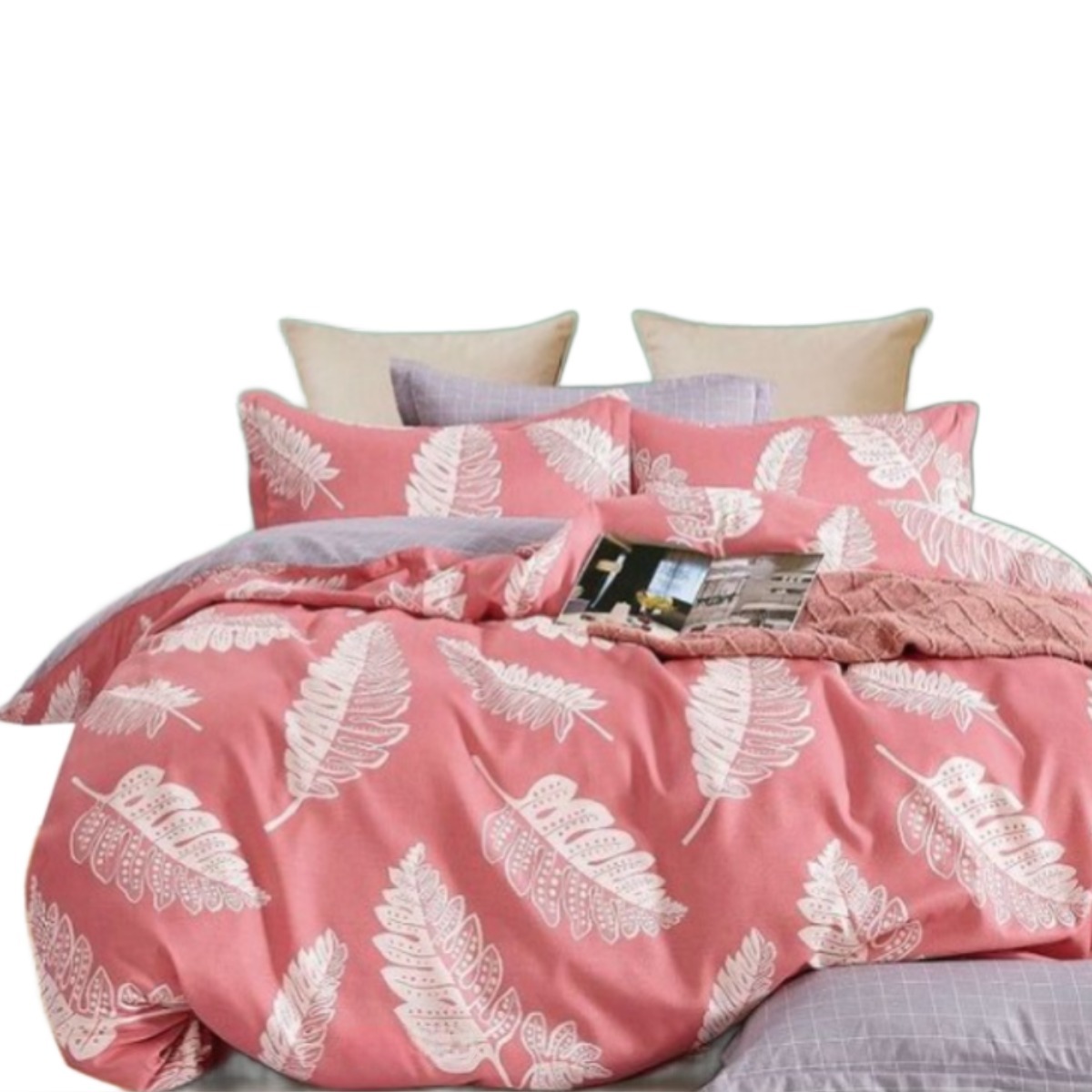 Комплект постільної білизни полуторний ZMW "Home Textiles" (37641) Біле пір'я на рожевому