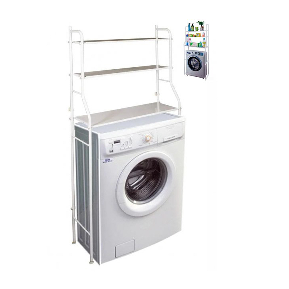 Полка стеллаж напольная над стиральной машиной Laundry Rack TW-106 Белый