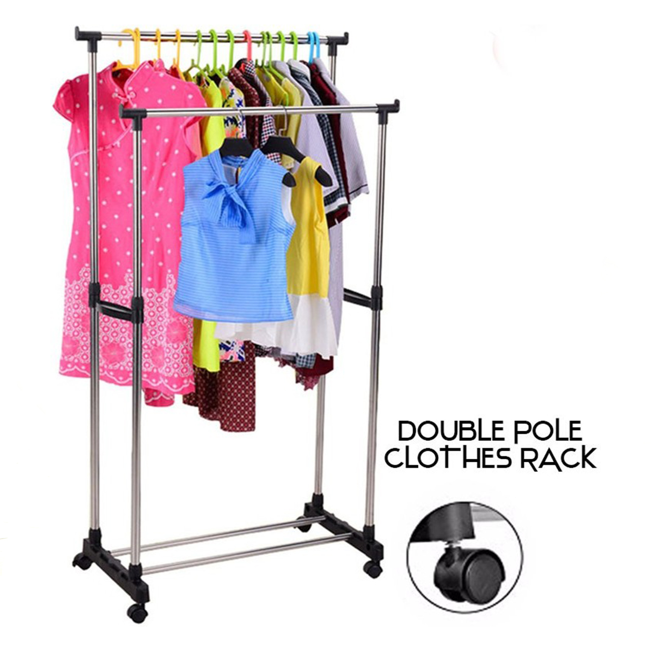 Телескопическая стойка-вешалка для одежды Double Pole Clothes Horse 339 LR