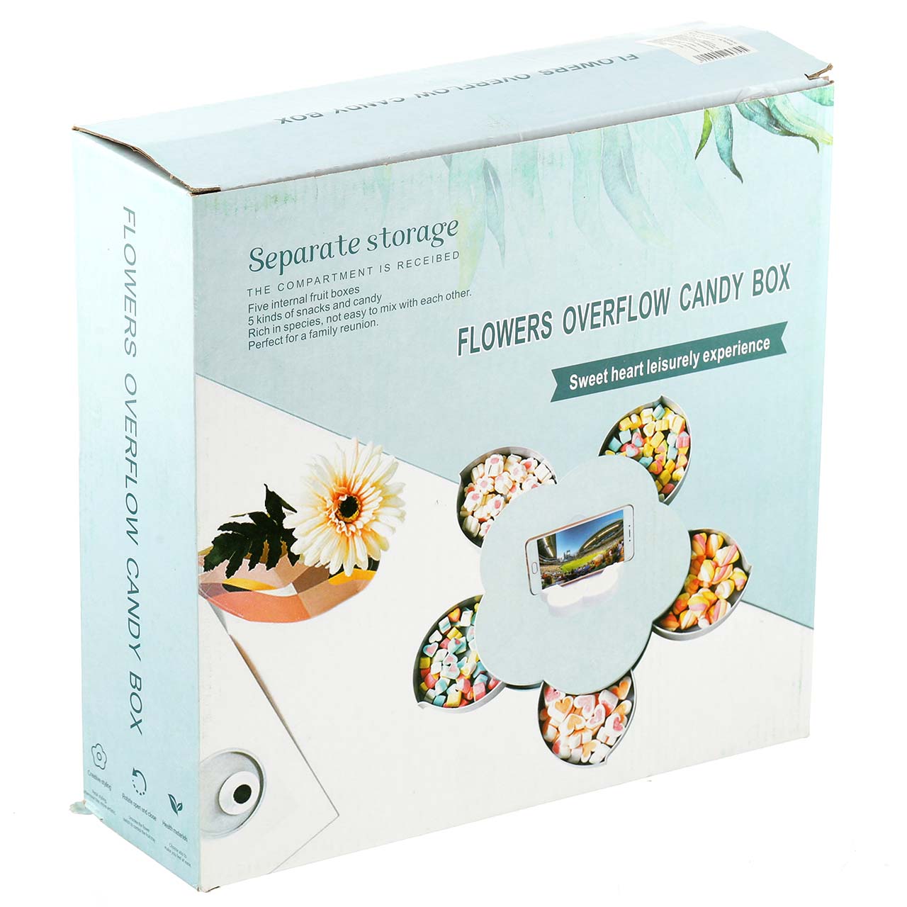 Тарілка для закусок, що обертається, з підставкою під телефон Flowers Candy Box 27 х 6.5 см (TL00159