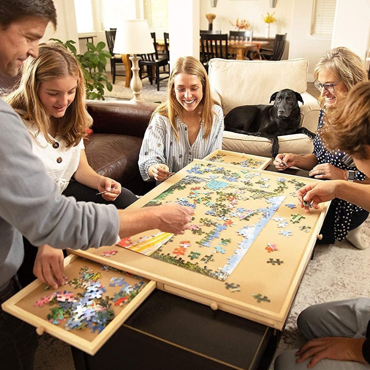 Столик-дошка з 4 ящиками для збирання пазлів Puzzle Board 60 х 40 см